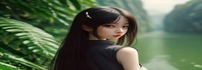 两位美女闺蜜一起旅行，在美景前开心自拍留念